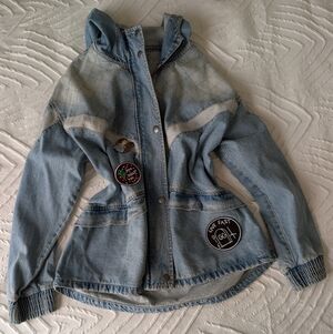 Stylish Blue Denim Jacket with Hand Sown Patches